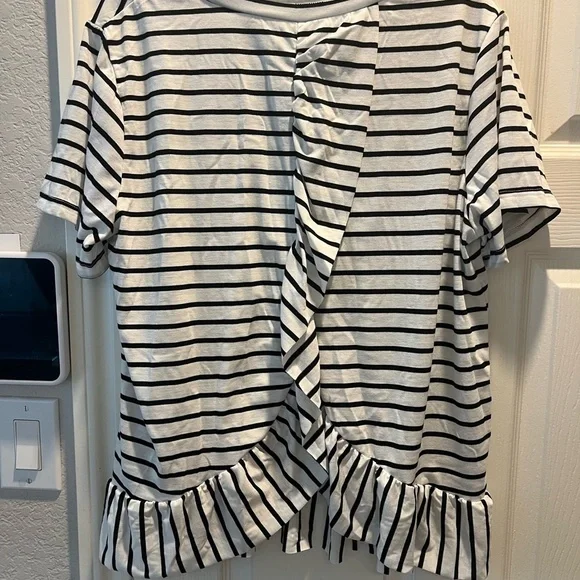 SHEIN Black and White Striped Blouse - Picture 2 of 2